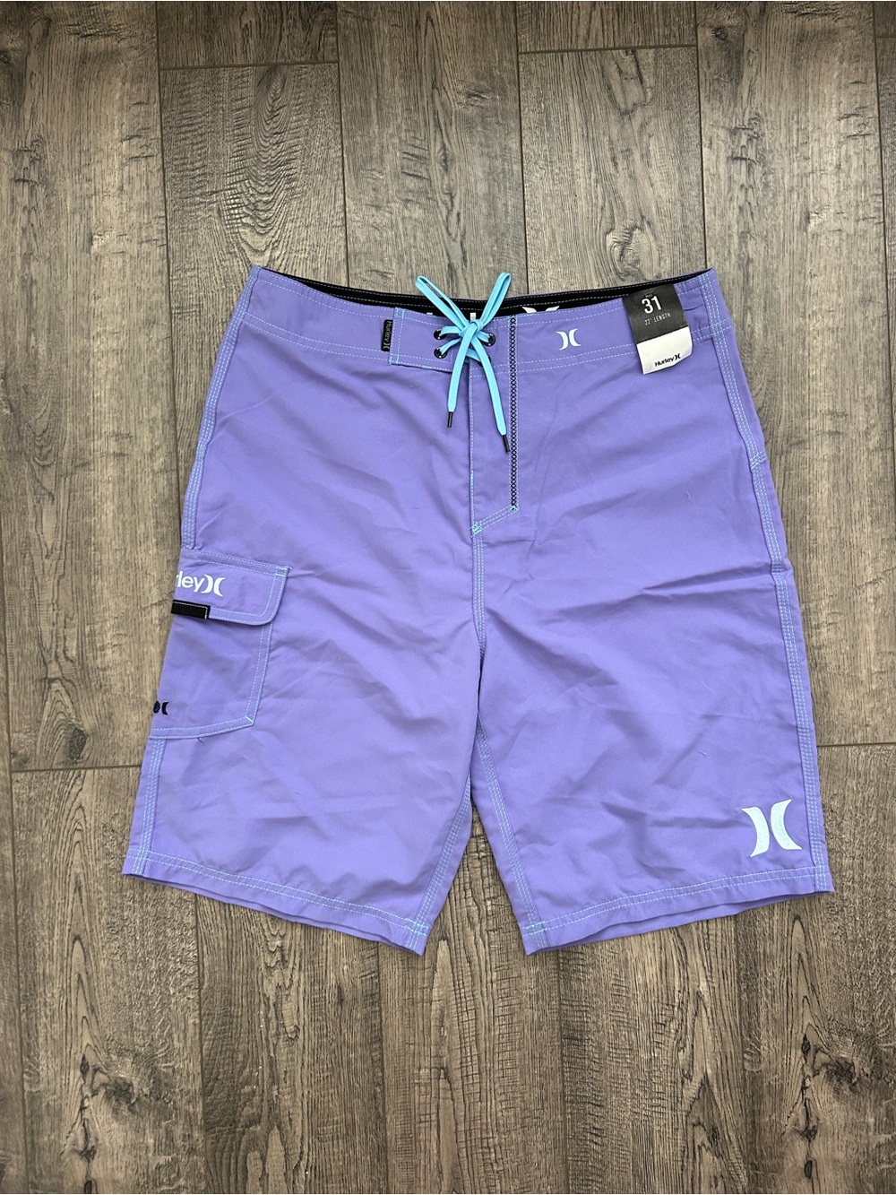 New! Hurley Men Purple Boardshort Swim Trunks Versatile Hybrid sz 31 Pocket NWT